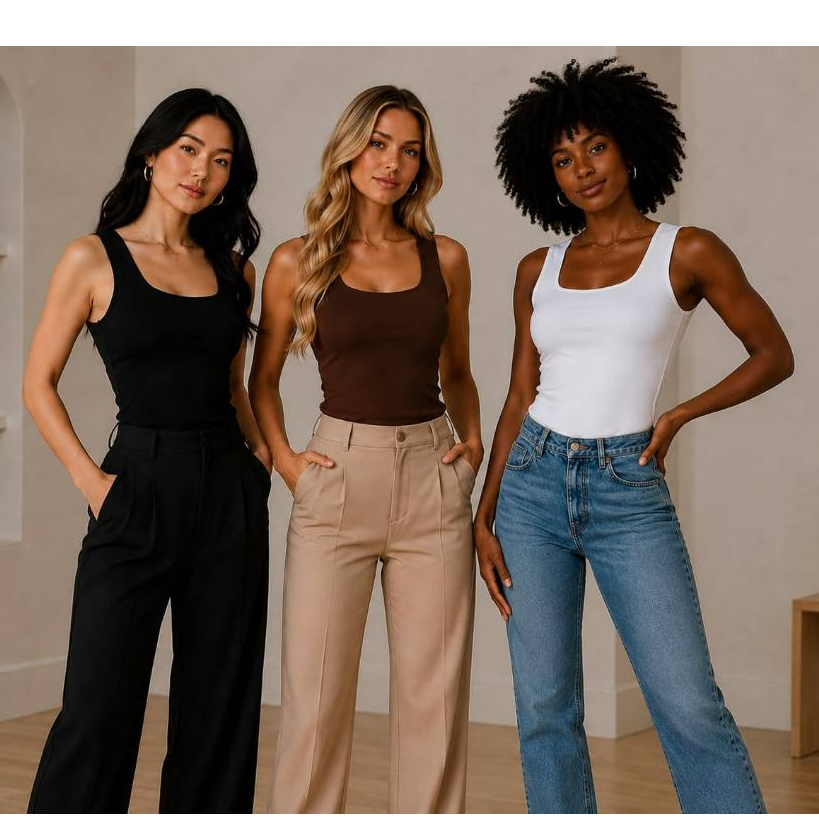 Kit 3 Blusa Regata Feminina Gola Quadrada Estilo Blogueira Viscolycra Premium