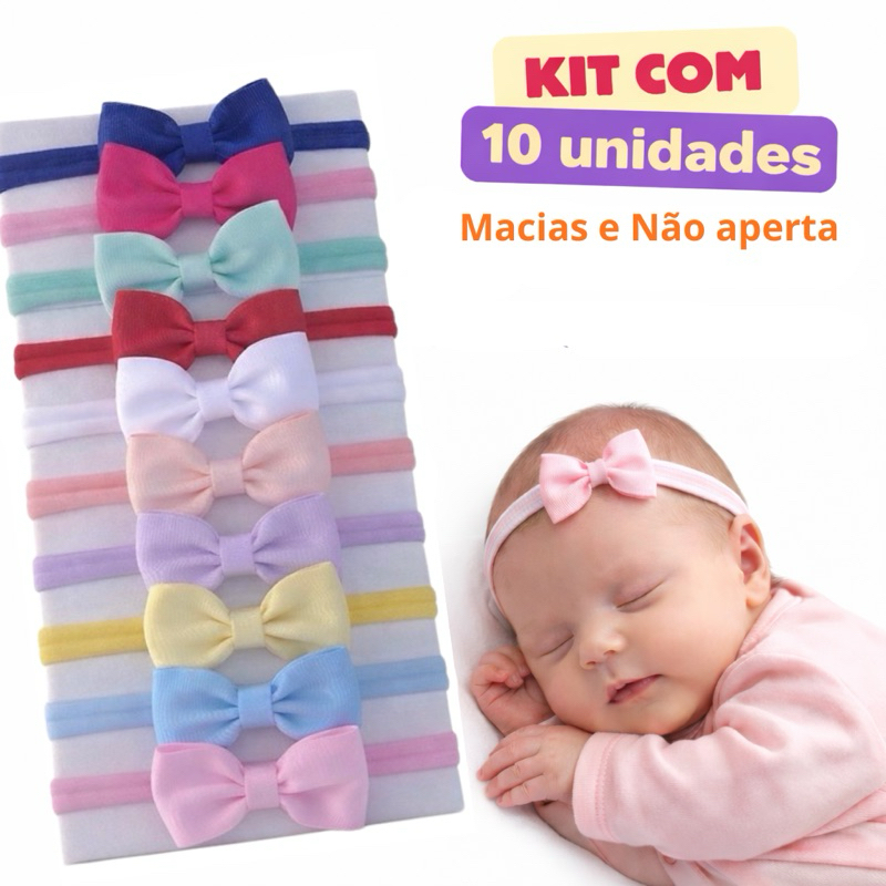 10 Lacinhos Bebê Faixinha Menina Faixa Para Bebe Tiara Recém Nascida Presente Menina Laço