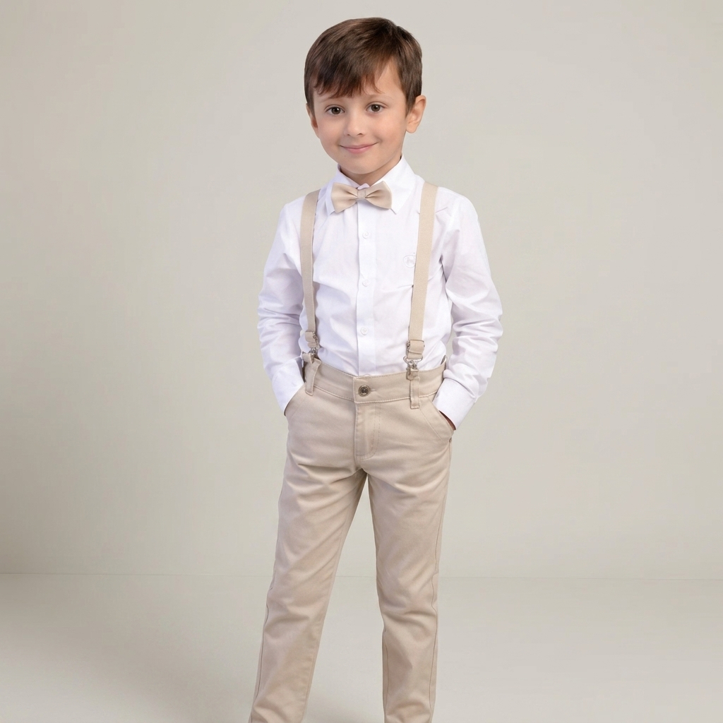 Conjunto Social Bebê Menino Batizado Casamento Body Camisa Calça Suspensório Gravata Roupa Pajem Luxo Premium