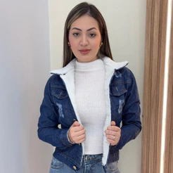 Jaqueta de pelinho moda inverno
