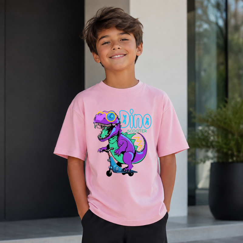 Camiseta Infantil Masculina 100% Algodão Estampa Dinossauro Qualidade Premium