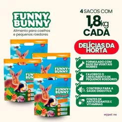 Kit 4 Ração Funny Bunny 1,8 Kg Delícias da Horta Coelhos, Hamster e Roedores