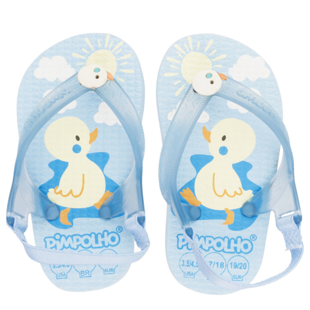 Sandália praiana - Chinelo baby azul/pato masculino Pimpolho Conforto e Segurança Infantil