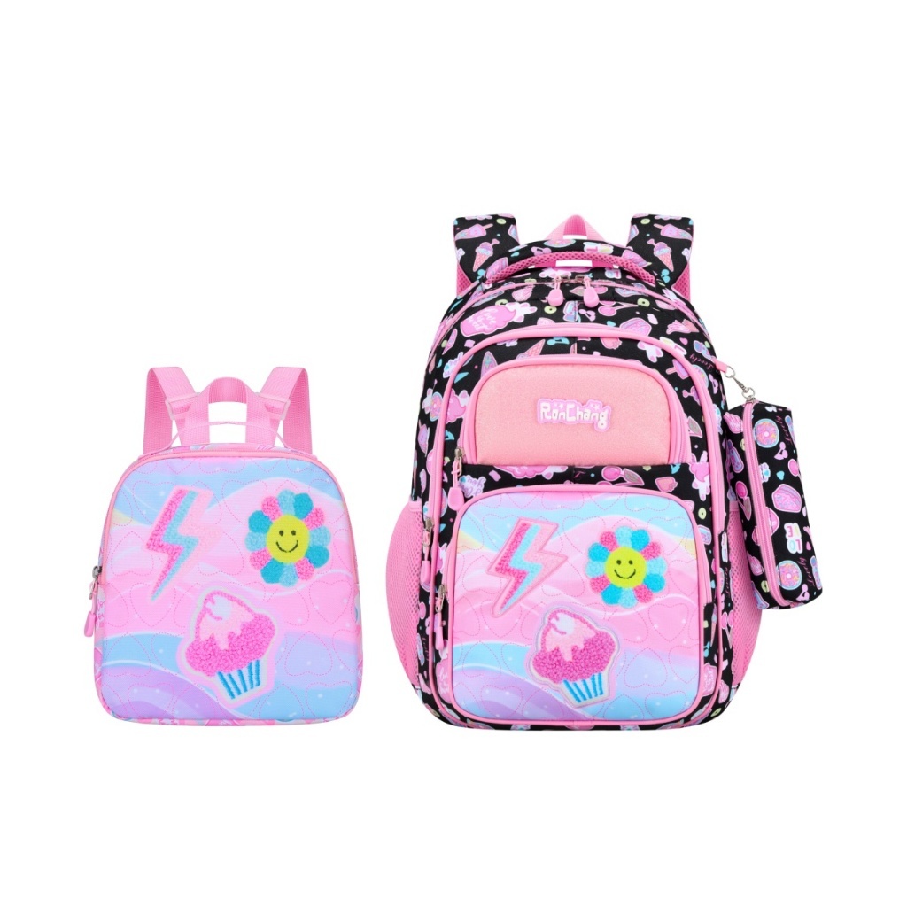 Kit Mochila Infantil Escolar 3 Peças Menina Mochila Grande Lancheira Térmica Estojo Escolar