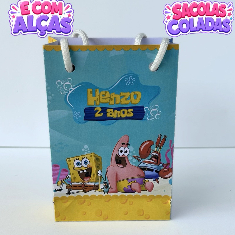 Sacolinha  Bob Esponja Personalizados/Lembrancinha de Festa/Aniversário/Lembrancinha Festa Infantil