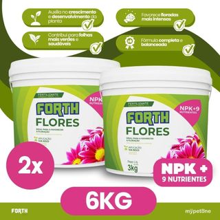 Kit 2 Adubo Fertilizante Forth Flores Balde 3kg