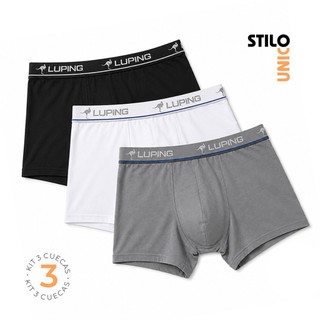 Kit 3 Cuecas Box Microfibra Masculina Premium Forro 100% Algodão Confortável Lisas Sortidas