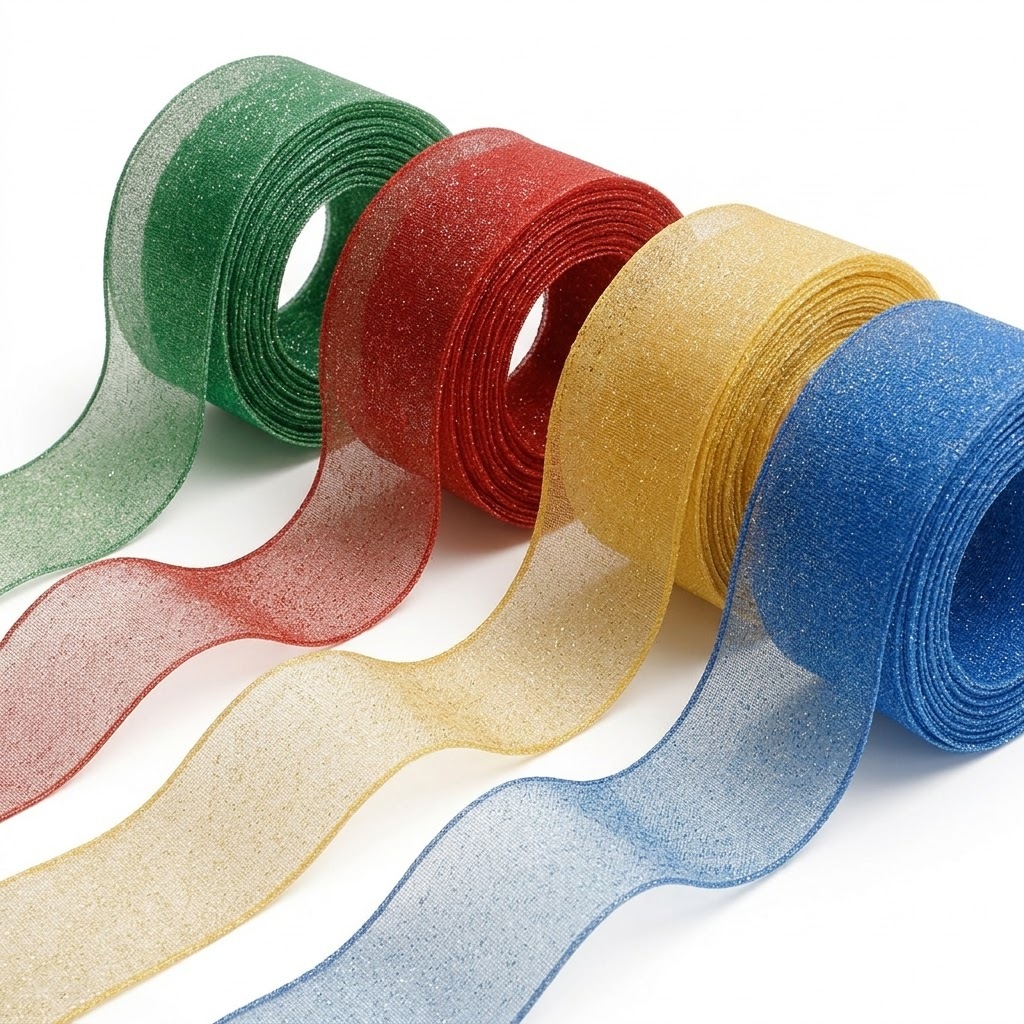 5 Metros Fita de Organza Irisada 38mm Brilho
