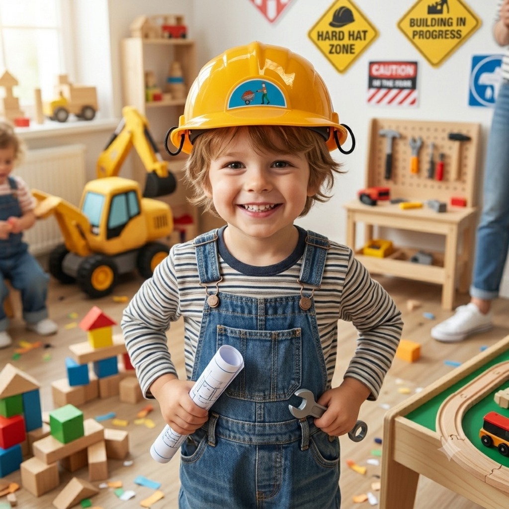 Capacete Infantil Bombeiro Polícia Construtor Brinquedo Profissões Fantasia Festa Resgate - Escolha a Cor — imagem 2 de 2