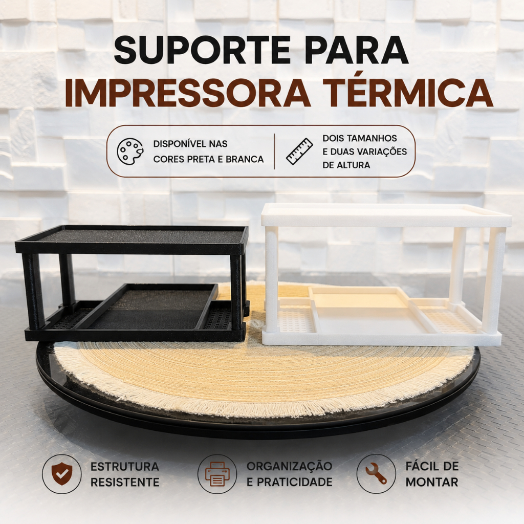 Suporte para Impressora Térmica com Base para Etiquetas Organizador de Mesa Moderno
