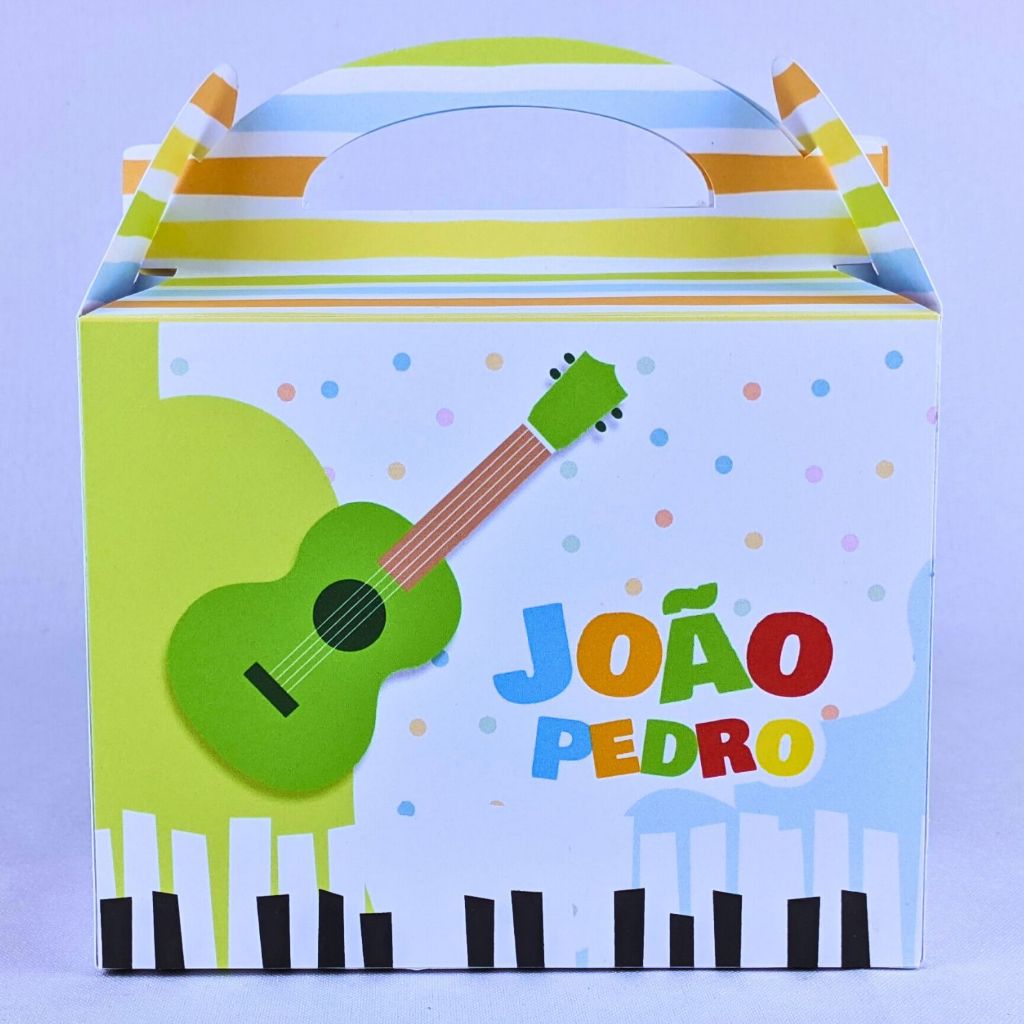 Kit 10 a 30 Caixinhas Personalizadas 16x8x15cm Com Alça Lembrancinhas Instrumentos Musicais Aniversario Festinha