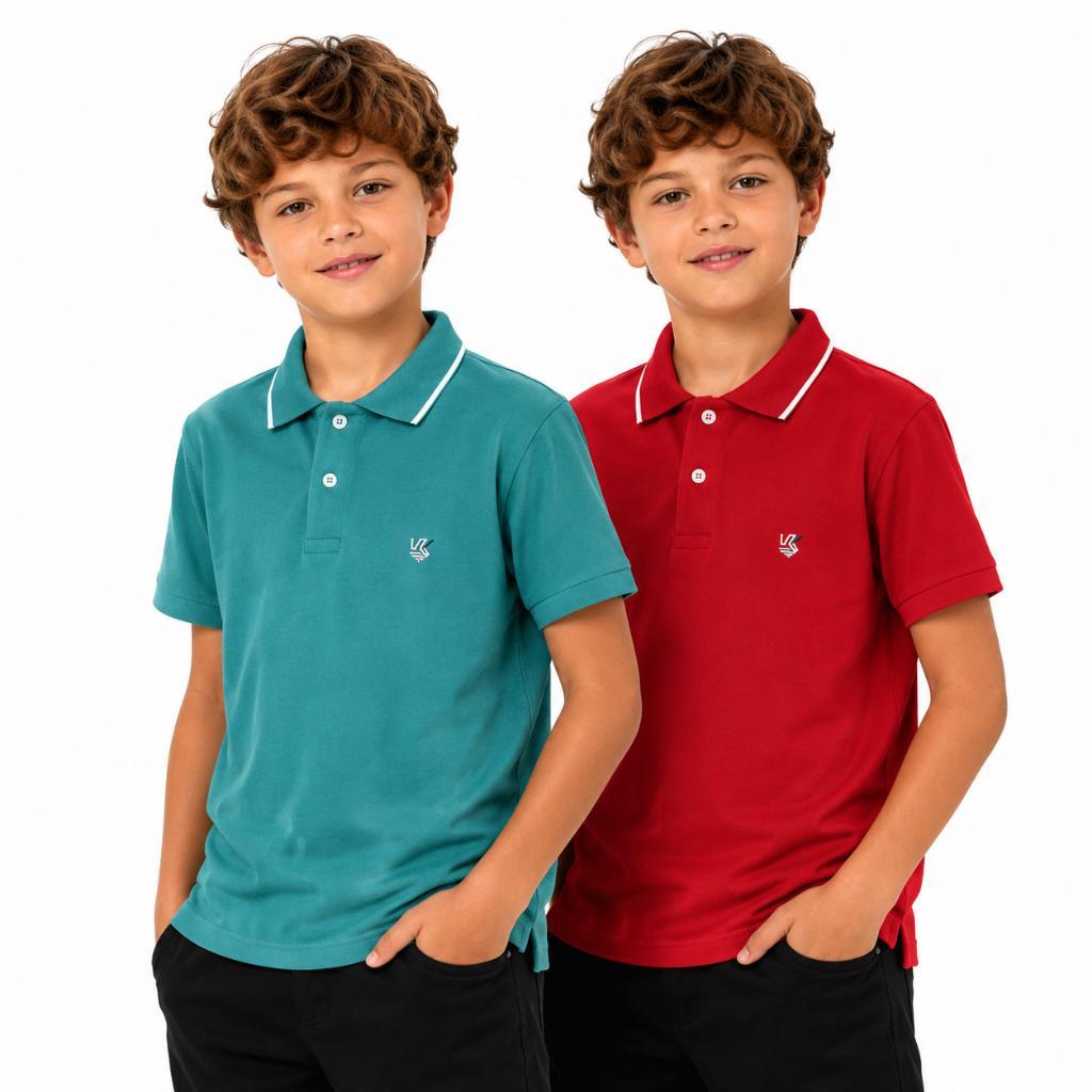 Kit 2 Camisa Gola Polo Infantil 100% Algodão 2 a 14 Anos.