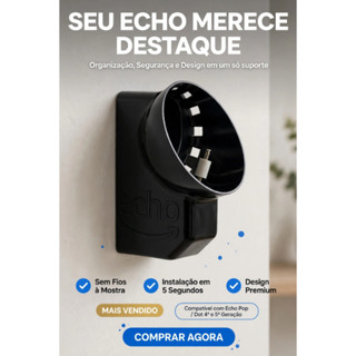 Suporte Moderno para Alexa Echo Dot 4 e 5 – Organizador de Cabos