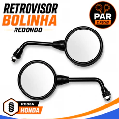 Par Retrovisor Moto Honda Titan Fan Today Cg Bolinha Redondo Sanfonado Médio Universal Preto