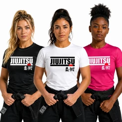 Kit com 3 Camisas Camisetas JIU JITSU BABY LOOK Feminina T-Shirt Academia Treino Luta MMA Esporte Dry Fit Esportivo