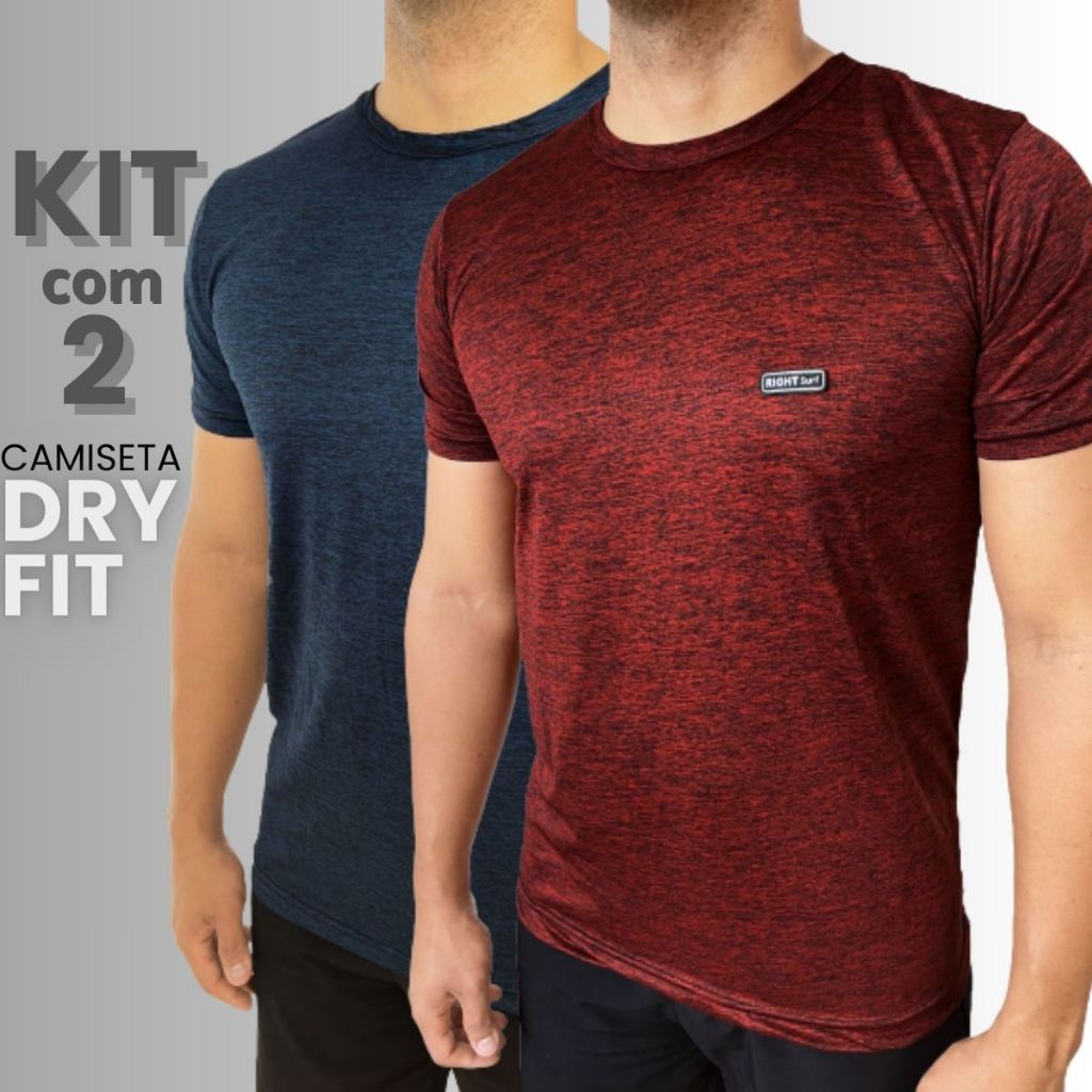 Kit 2 (duas) Camisetas manga curta Dry Fit Moda Fitness Camisa Masculina Corrida Academia
