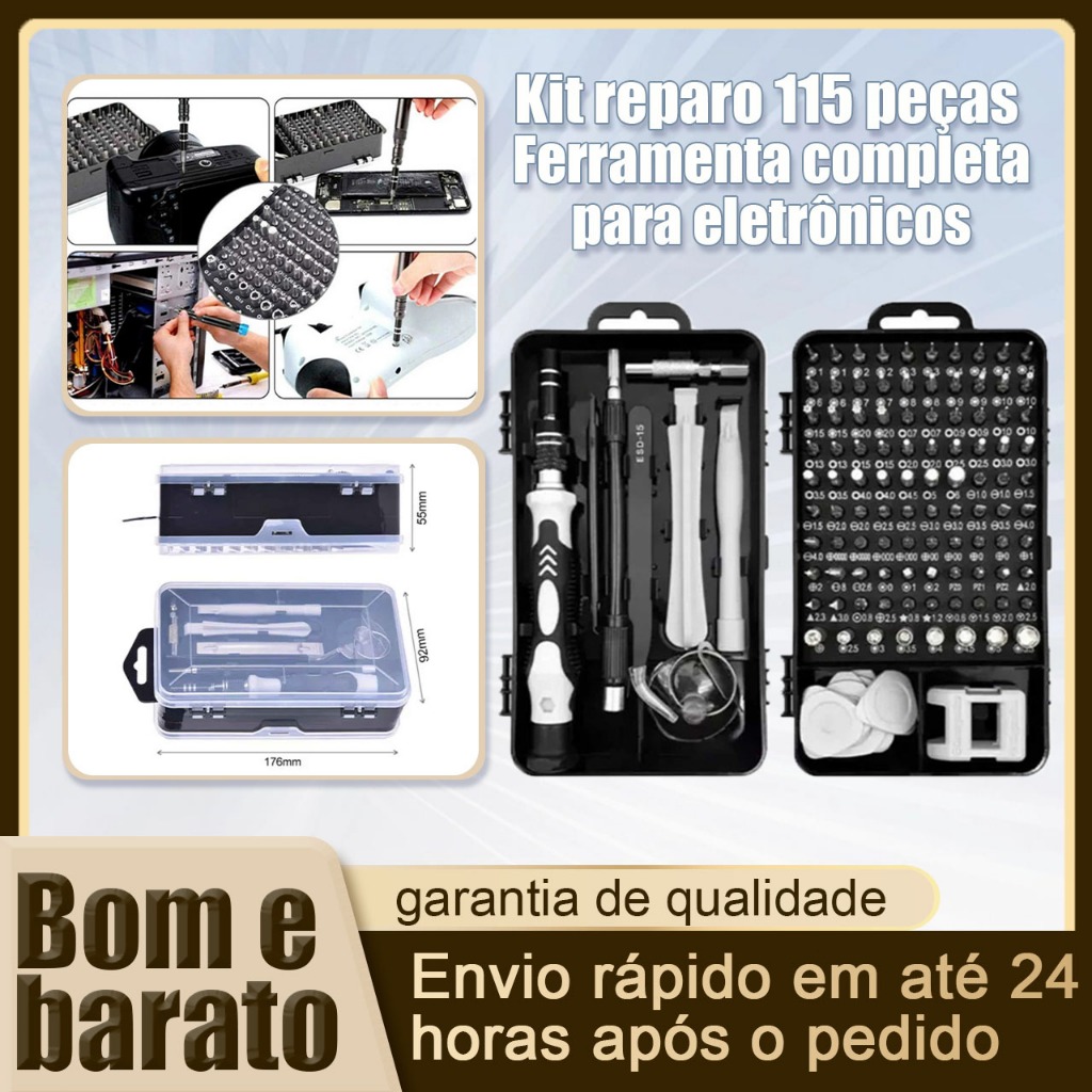 Kit Chave de Fenda Precisão 115 Peças Magnético Ferramenta Reparo Celular Notebook Console Câmera Relógio