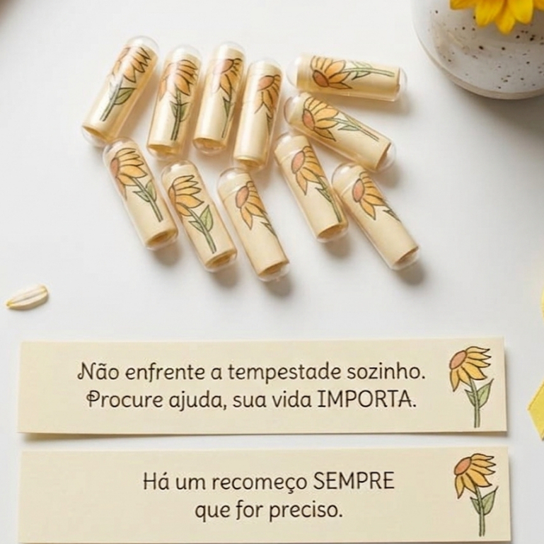 Cápsula Mensagem Setembro Amarelo - Lembrancinha Setembro Amarelo