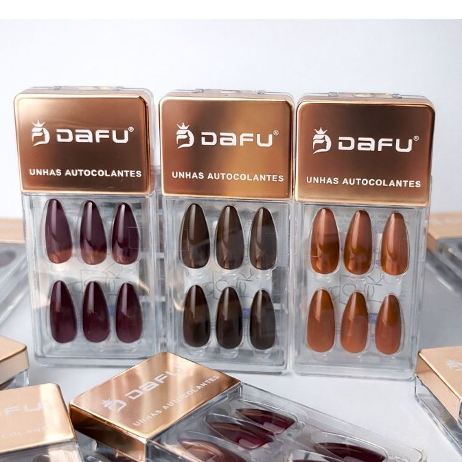 Unhas Postiças DAFU 24pcs – Efeito Espelhado e Clássico | Alongamento Fácil e Natural REUTILIZÁVEL