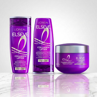 Kit Shampoo + Condicionador + Máscara Elseve L'Oréal Collagen Lifter Colágeno Capilar Cabelos Finos Sem Volume