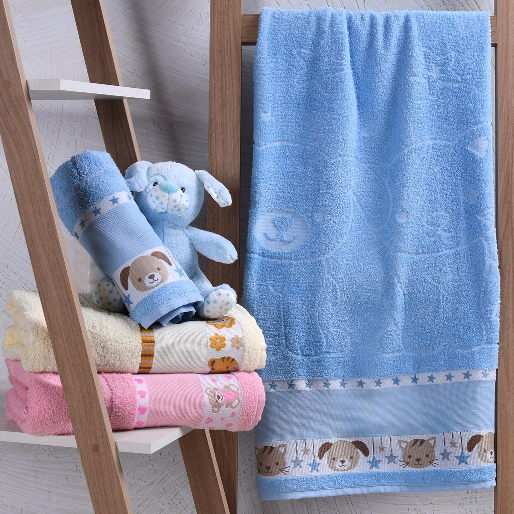 Toalha de Banho Kids Infantil Para Bordar Ponto Cruz 100% Algodão