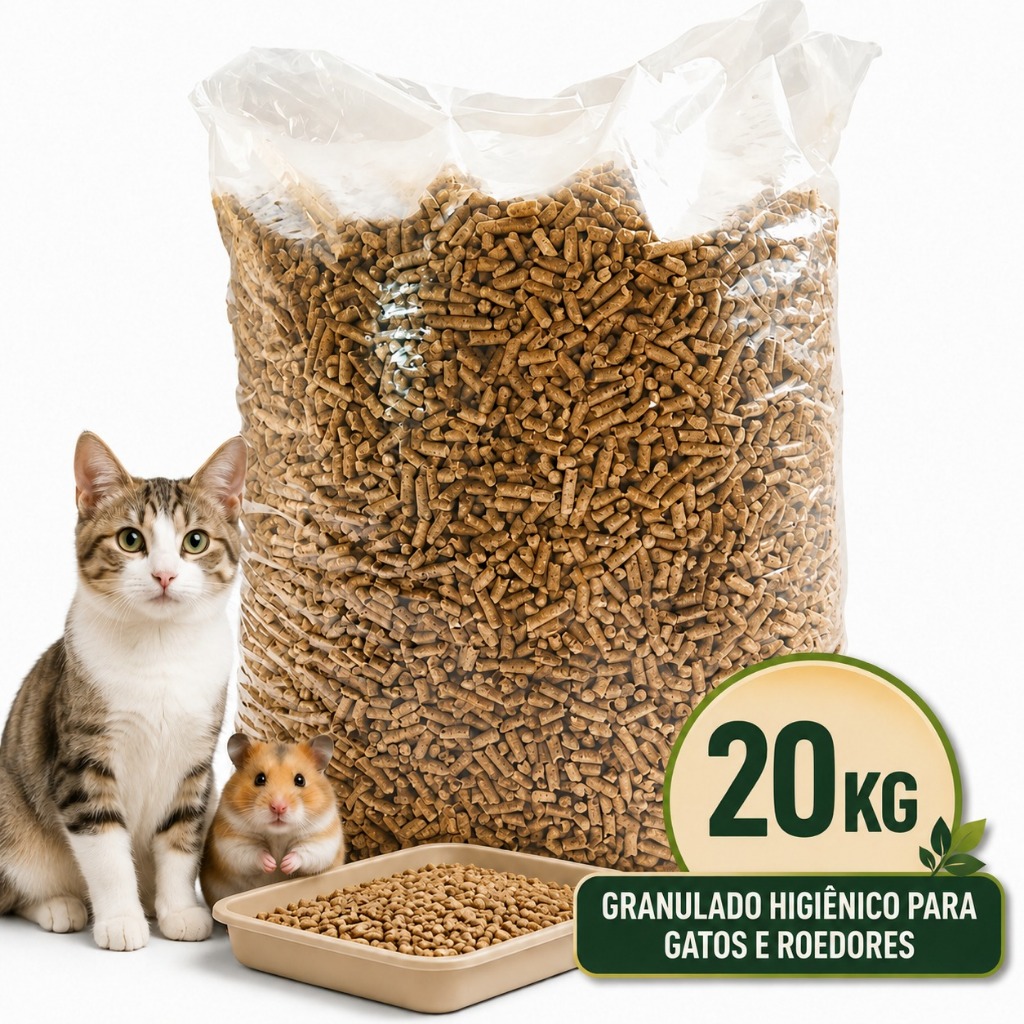 Areia Granulado de Madeira Higiêncio para Gatos, Coelhos e Roedores SACA 20 KG