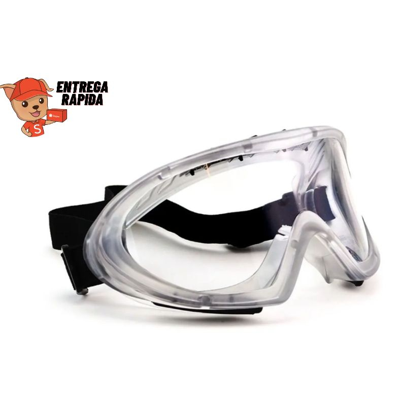 Oculos De Proteção Epi Ampla Visão Spider Valeplast Com Elástico Segurança Incolor Transparente