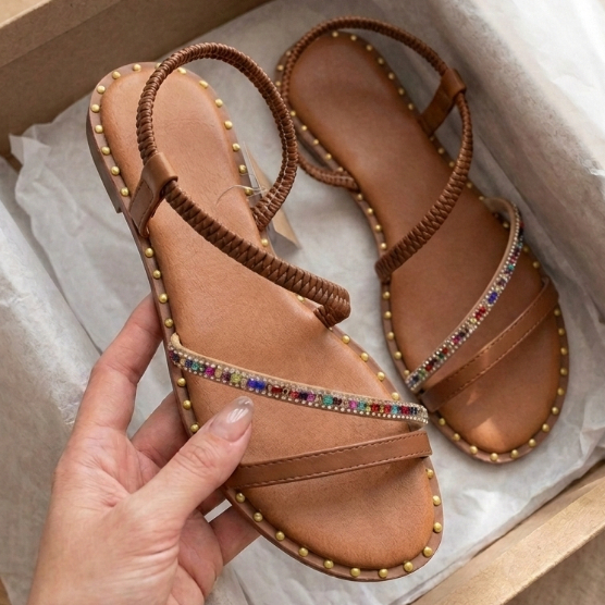 Sandália Feminina Rasteirinha Strass Casual Confortavel Leve Barata PROMOÇÃO ESPECIAL LANÇAMENTO