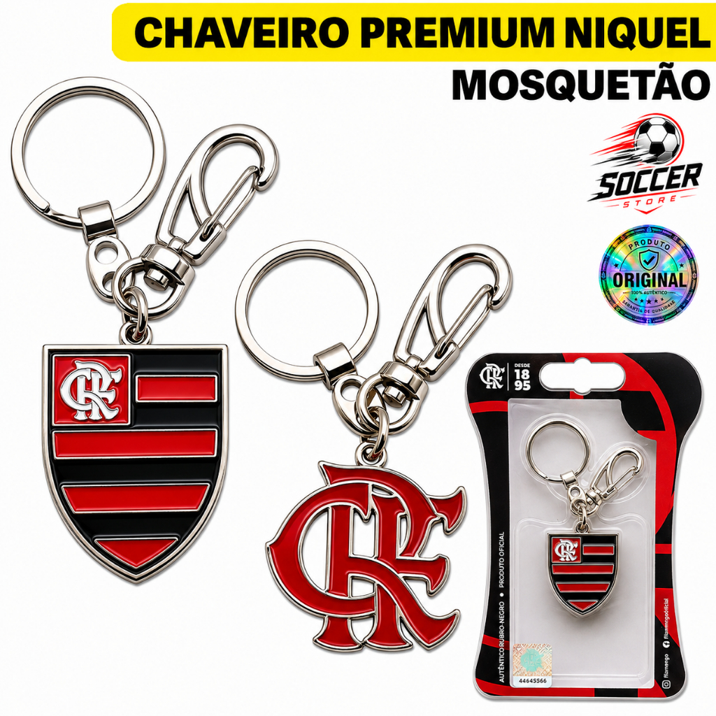Chaveiro Flamengo Futebol Premium Resistente Original Oficial Mosquetão Argola Torcedor Presente