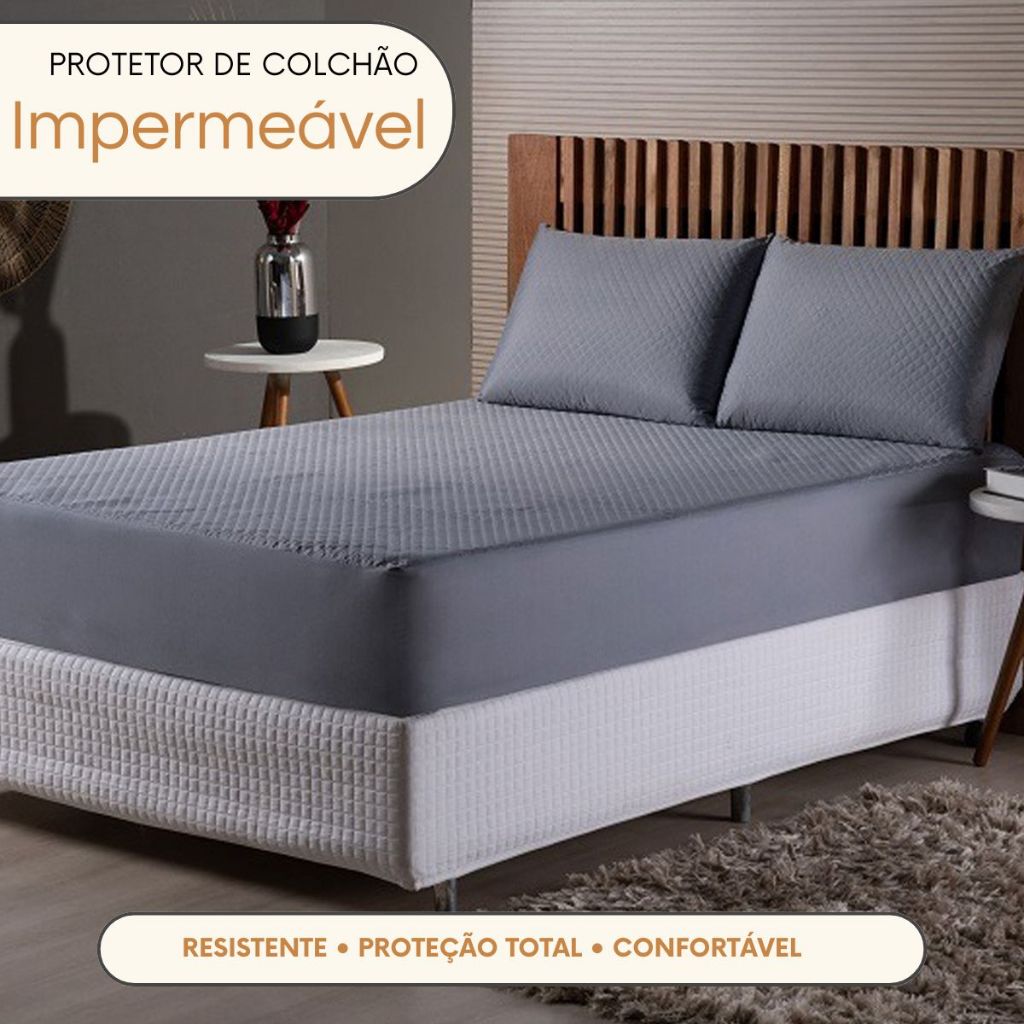 Protetor de Colchão Impermeável com Elástico Total Solteiro Casal Queen King Box Capa Antialérgica