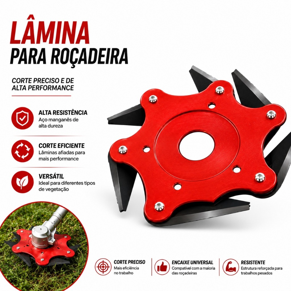 Lâmina 6 Pontas Tipo Canivete para Roçadeira Alta Resistência