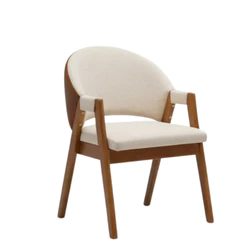 Poltrona Cadeira Marina em Linho e Courino para sala de estar Jantar Conforto, Ergonomia
