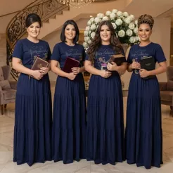 Conjunto Saia E Blusa Feminina Social Com Cinto Manga Curta Plus Size Moda Evangelica Congresso