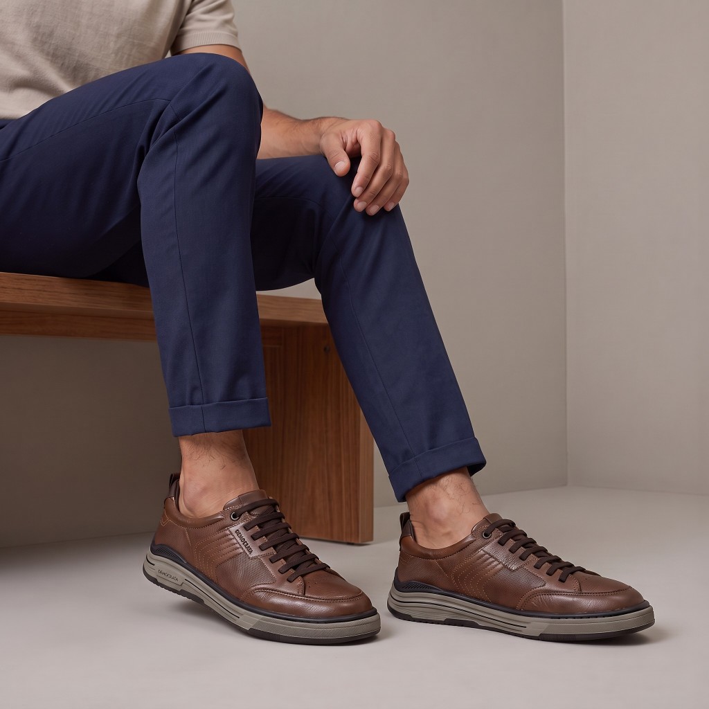 Tenis Democrata Denim Dylan Masculino Couro Casual Macio Original