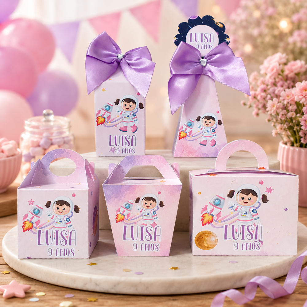 Kit Festa Astronauta Menina Luxo Personalizado Lembrancinhas Aniversário Infantil