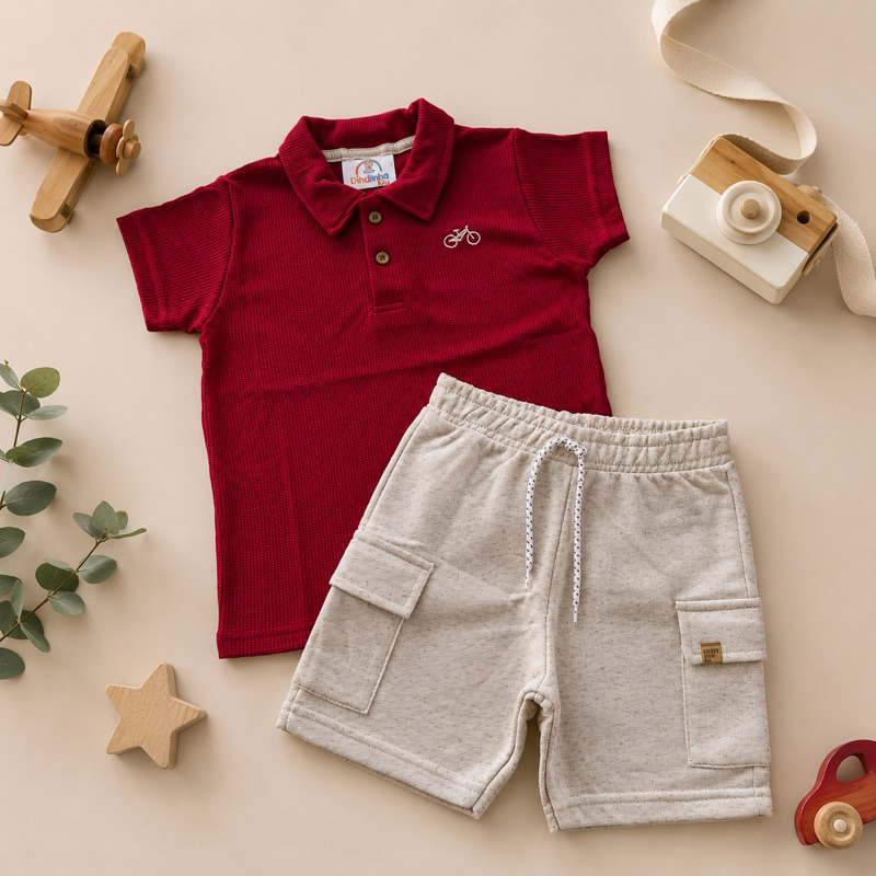 CONJUNTO INFANTIL MENINO GOLA POLO BERMUDA VERÃO SOCIAL ESTILISO DAVID
