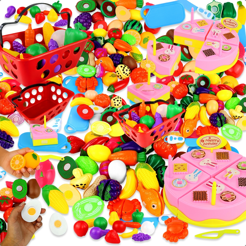 Brinquedo Educativo Kit Cozinha Infantil Com Frutas E Legumes 30 Peças de Corte para Crianças