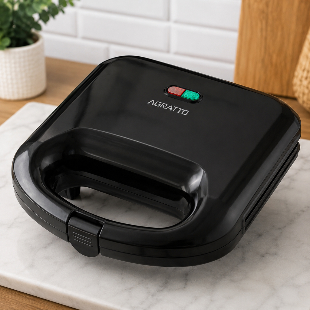 Sanduicheira Grill Elétrico Preto 2 em 1 Antiderrapante 220V Sanduicheira Antiaderente Agratto