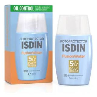 Protetor Solar ISDIN Fusion Water FPS 60 30ml Facial Sem Cor Controle de Oleosidade Textura Leve Toque Seco Original