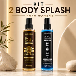 Kit 2 Body Splash Masculino Bio Instinto O Chefe + Fourbon 130ml Perfume Corporal Desodorante Colônia