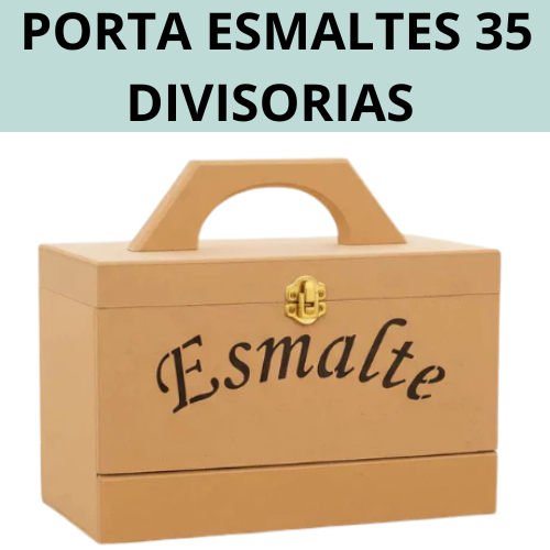 Maleta Organizadora de Esmalte Mdf manicure com Alça 35 Divisórias com MDF Cores crua — imagem 2 de 2