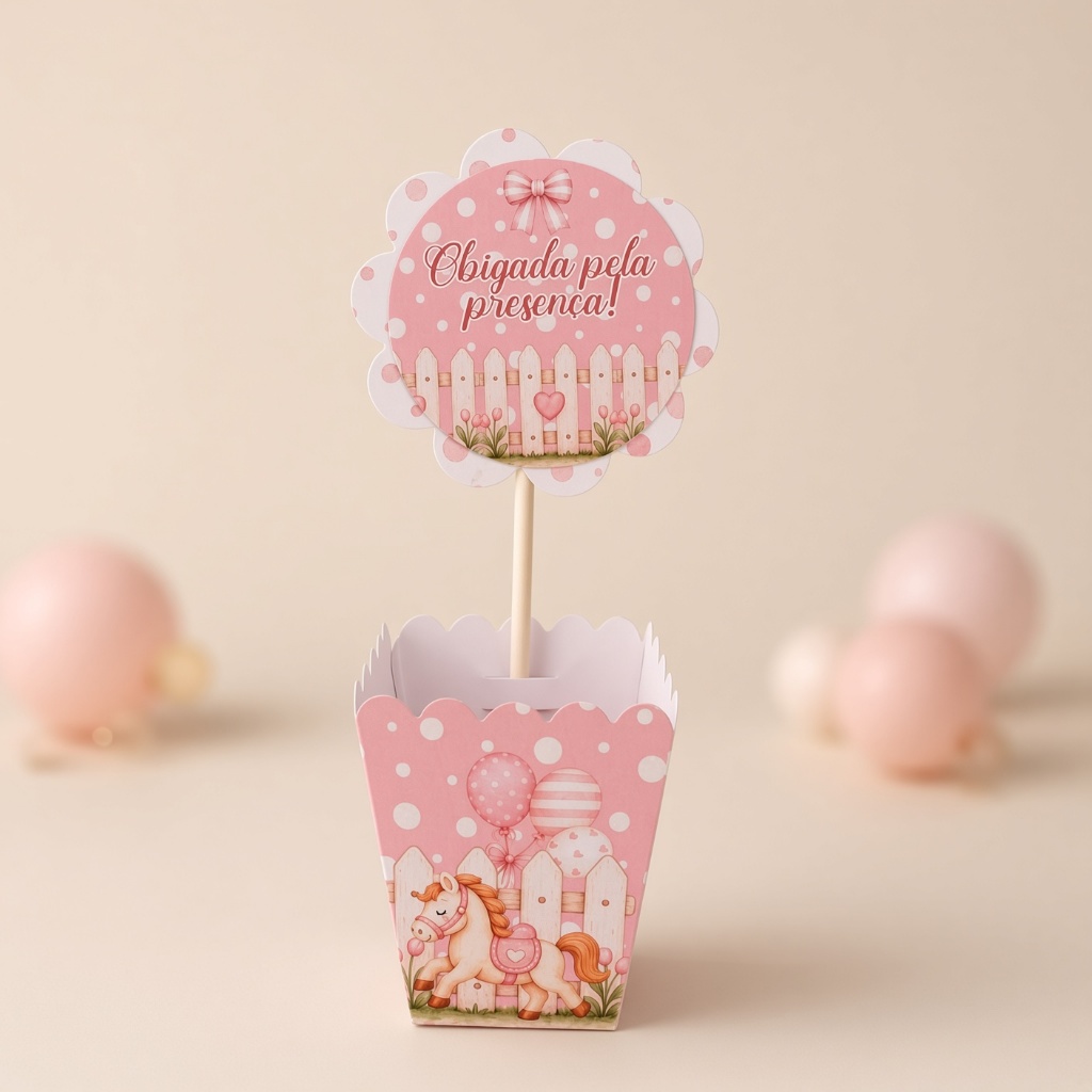 Centros de mesa CAVALINHO DE MADEIRA ROSA lembrancinhas personalizadas para aniversario infantil decoração kit festa