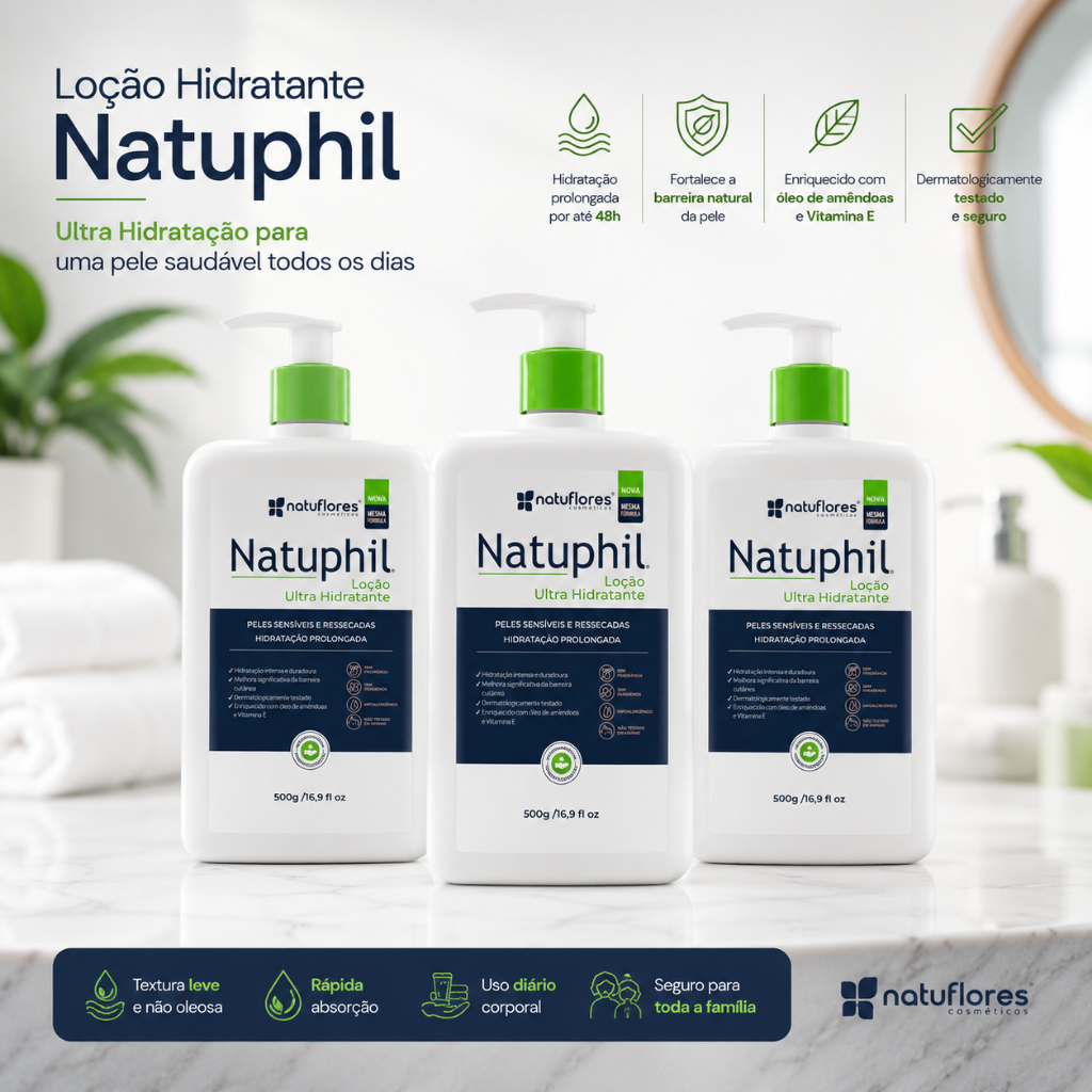 Loção Natuphil 500ml hidratante corporal