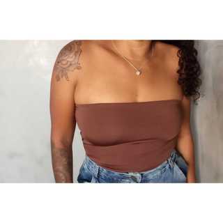 Cropedd Feminino tomara que caia Slim Fit Justinha Suplex Básica Lisa Confortável