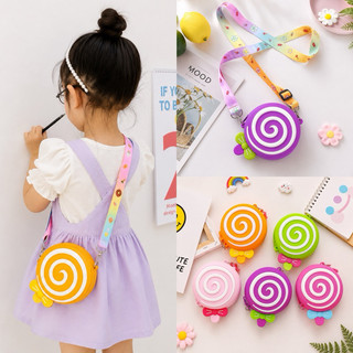 Bolsa Infantil Transversal de Silicone Com Alça Ajustável Pirulito