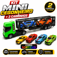 Caminhão de Brinquedo Menino Mini Cegonheiro Com 2 Carrinhos - Bs Toys Cores Sortidas