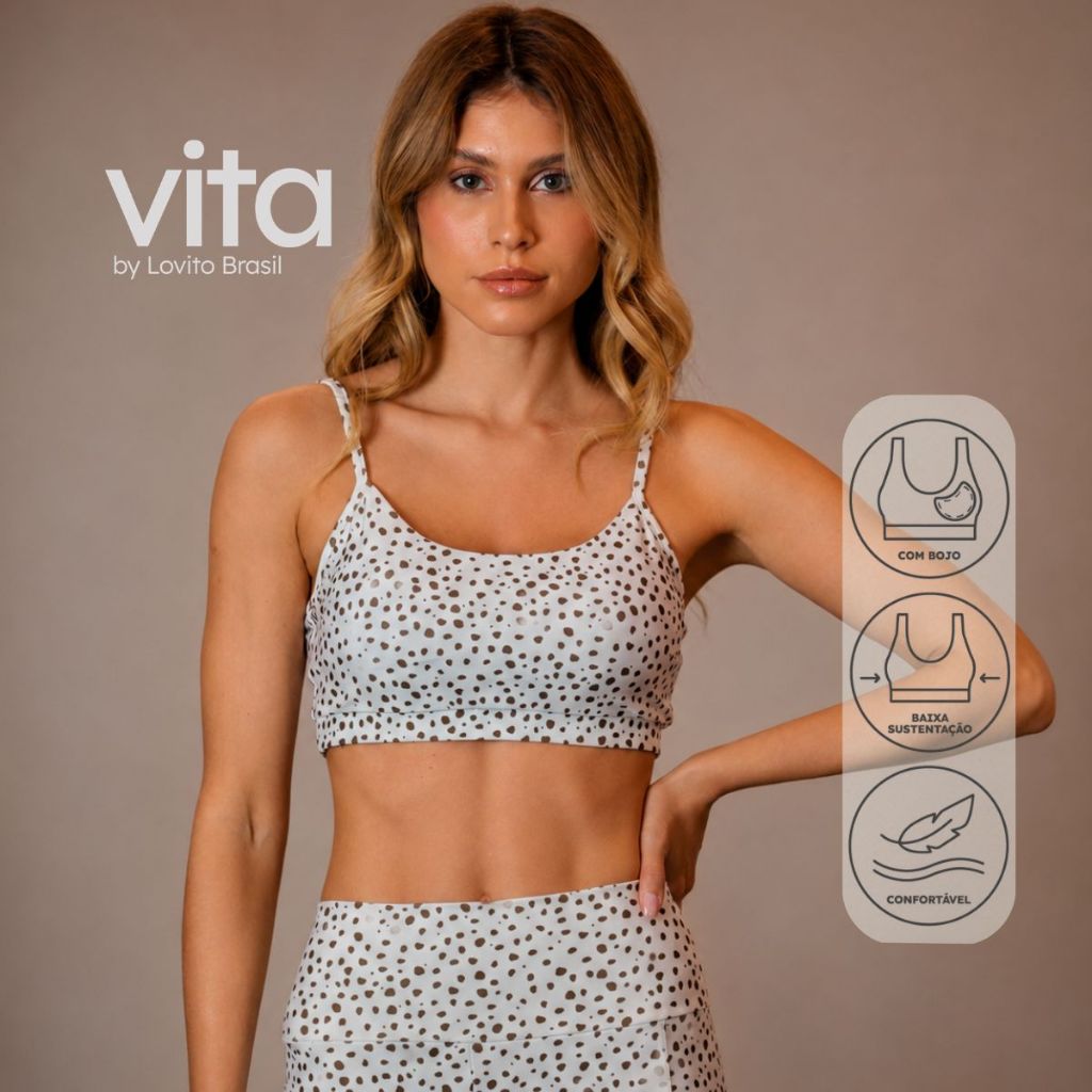 Lovito Vita Top Esportivo Alças Finas com Bojo Estampado SBB20132044