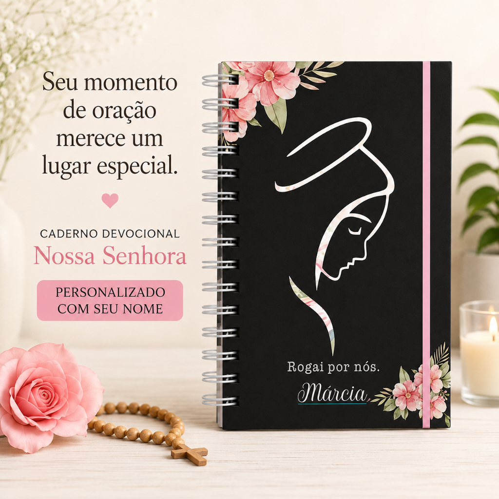 Caderno Devocional Nossa Senhora Aparecida Personalizado com Nome Capa Dura Católico Religioso Cristã Versículos