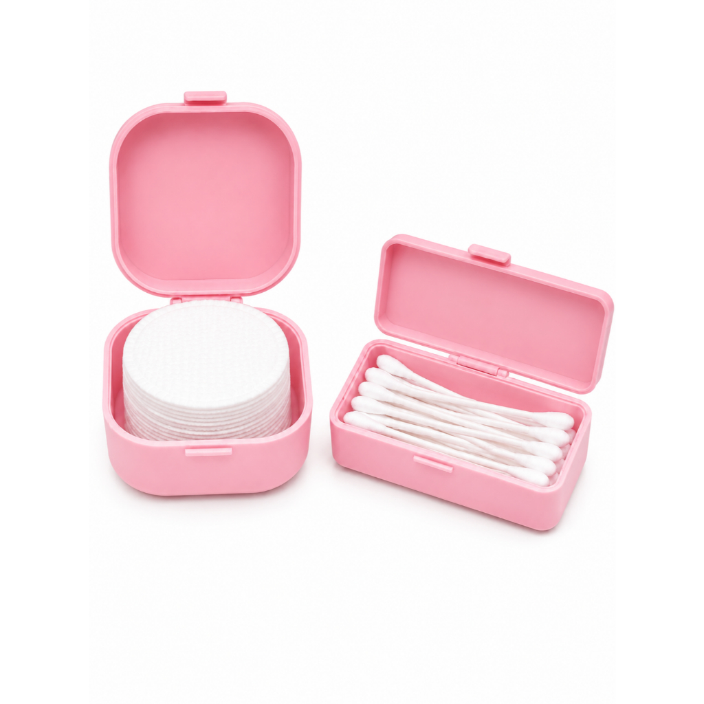 Kit 2 Porta Cotonetes e Discos de Algodão para Viagem Necessaire Organizador Higiene Pessoa Penteadeira Design