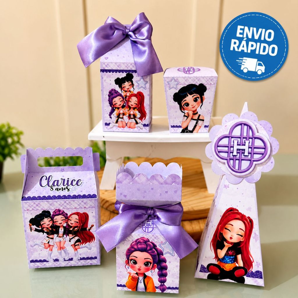 KIT FESTA GUERREIRAS DO K-POP | Caixinhas Personalizadas | Lembrancinhas de Aniversário | ENVIO RÁPIDO